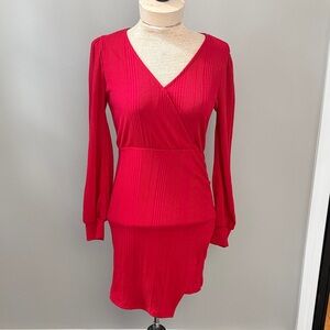 Lush red long sleeve mini dress. Size small
